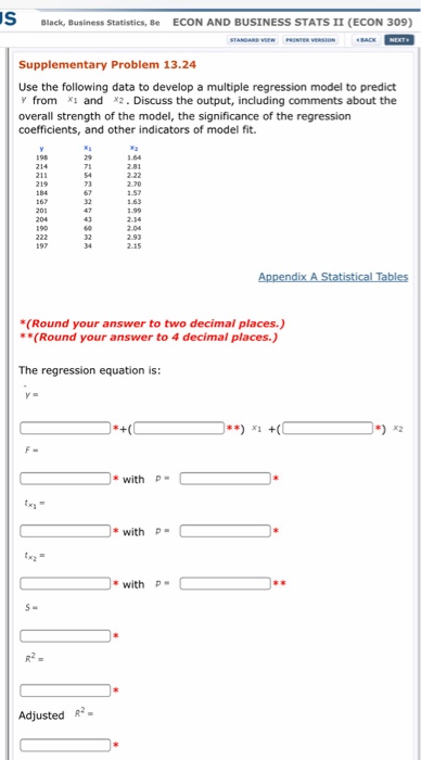 Solved Use the following data to develop a multiple | Chegg.com