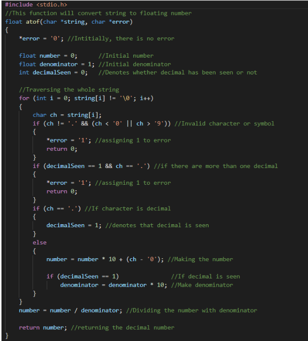Solved You should use c language and myAtof funcftion that | Chegg.com
