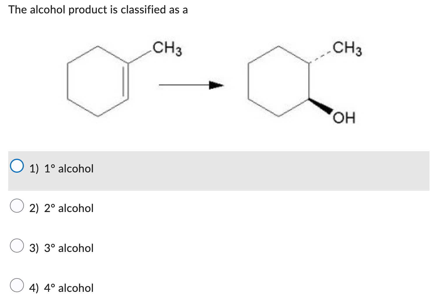 Solved The alcohol product is classified as a 1) 1∘ alcohol