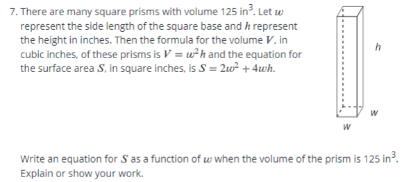 Solved 7 There Are Many Square Prisms With Volume 125 In Chegg Com