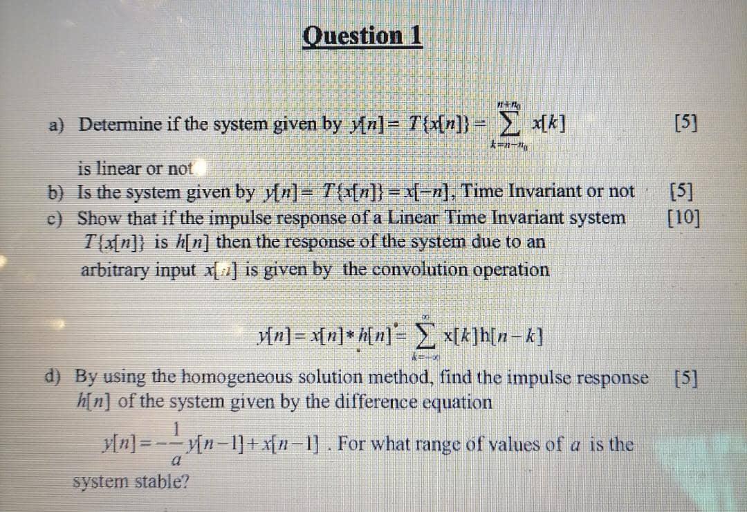 a) Determine if the system given by | Chegg.com