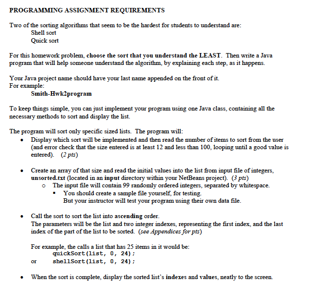 PROGRAMMING ASSIGNMENT REQUIREMENTS Two of the | Chegg.com