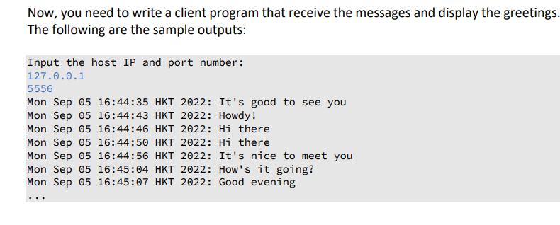 Solved write a java client program that can output : | Chegg.com