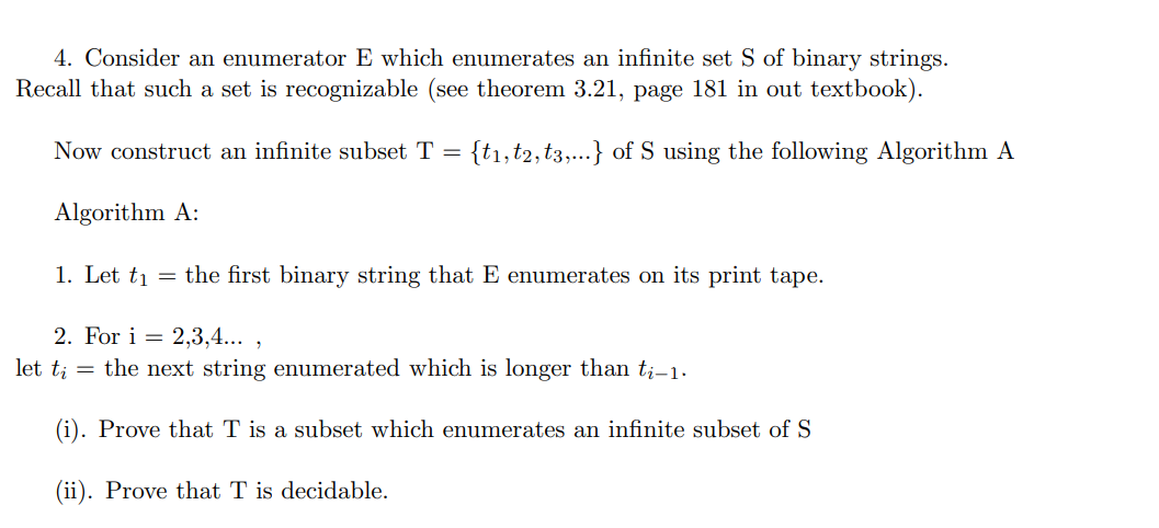 Solved 4. Consider an enumerator E which enumerates an | Chegg.com