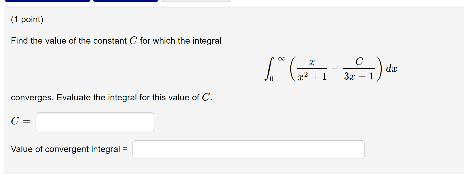 Solved (1 point) Find the value of the constant C for which | Chegg.com