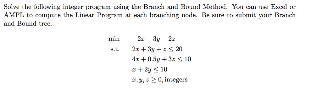 Solved Solve the following integer program using the Branch | Chegg.com