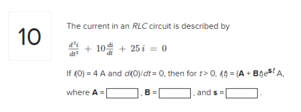Solved The current in an RLC circuit is described | Chegg.com
