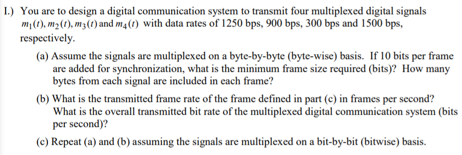 Solved I.) You are to design a digital communication system | Chegg.com