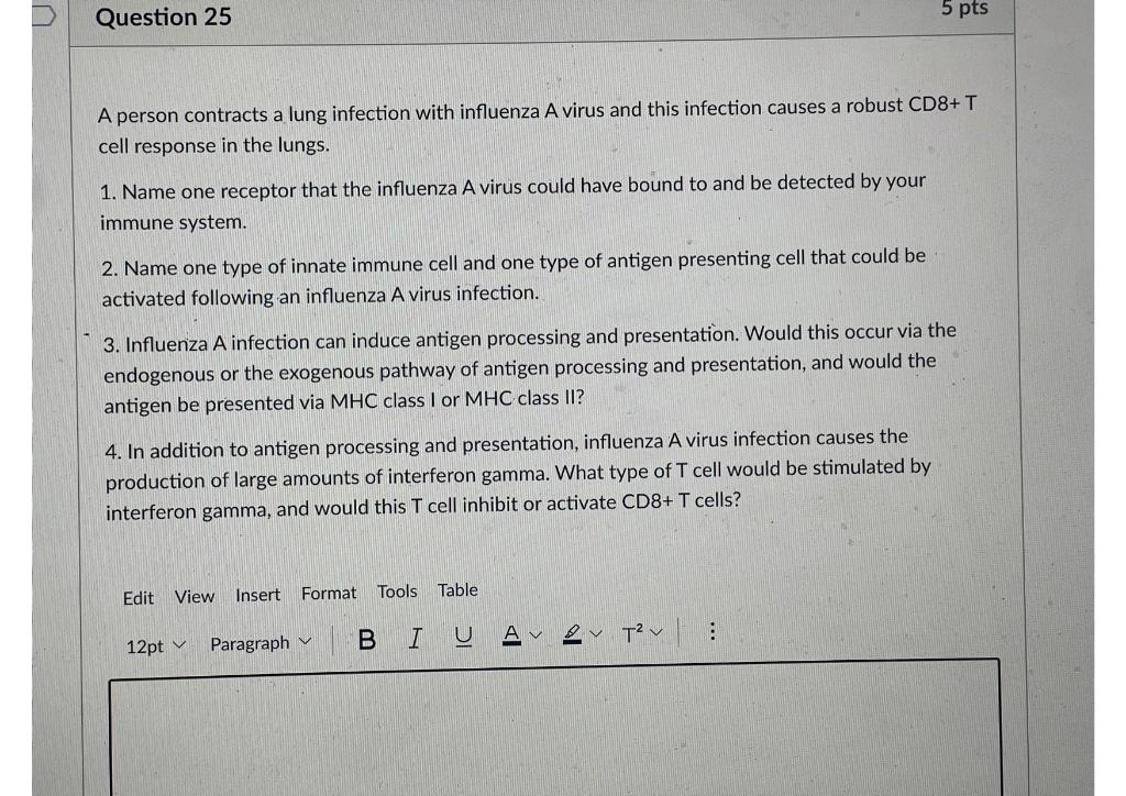Solved A person contracts a lung infection with influenza A | Chegg.com