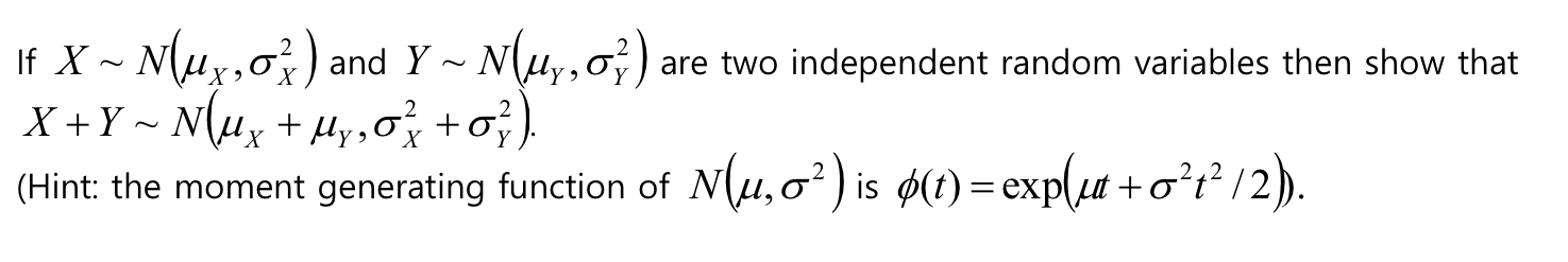 Solved If X∼N(μX,σX2) and Y∼N(μY,σY2) are two independent | Chegg.com