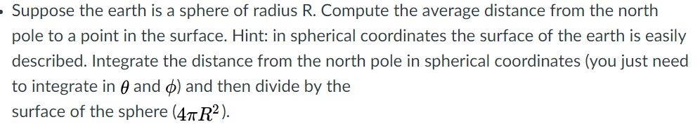 Solved Suppose the earth is a sphere of radius R. Compute | Chegg.com