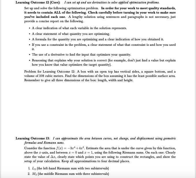 Solved . Learning Outcome 12 (Core): I can set up and use | Chegg.com