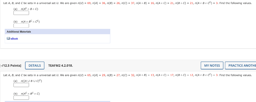 Solved Let A,B, And C Be Sets In A Universal Set U. We Are | Chegg.com