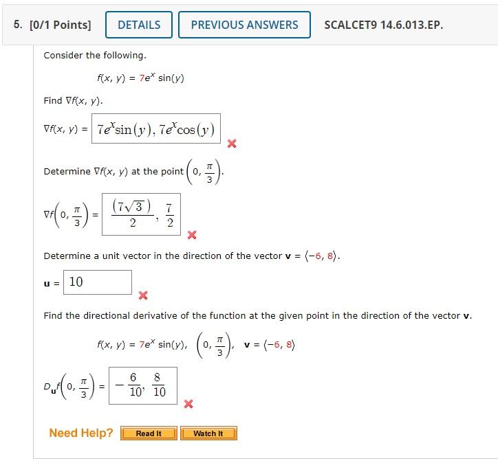 Solved Consider The Following F X Y 7exsin Y Find ∇f X Y