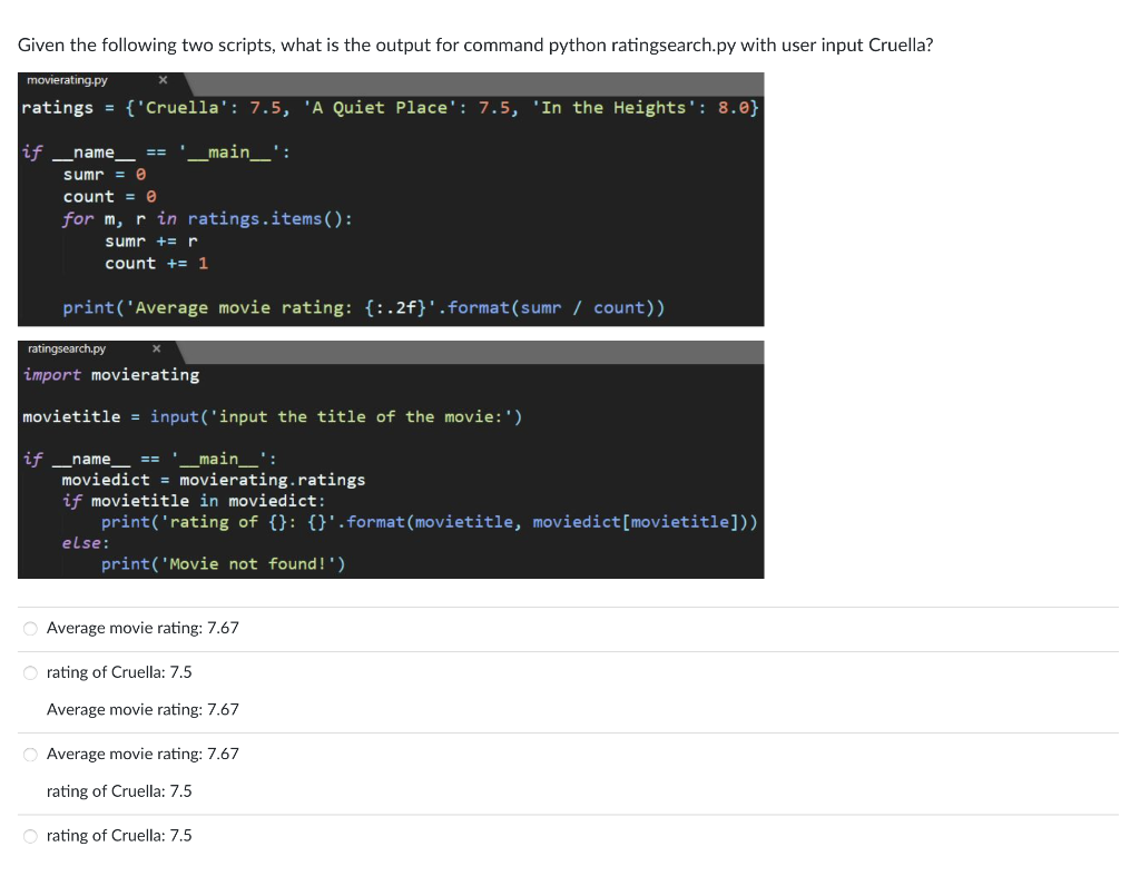 Solved Given the following two scripts, what is the output | Chegg.com