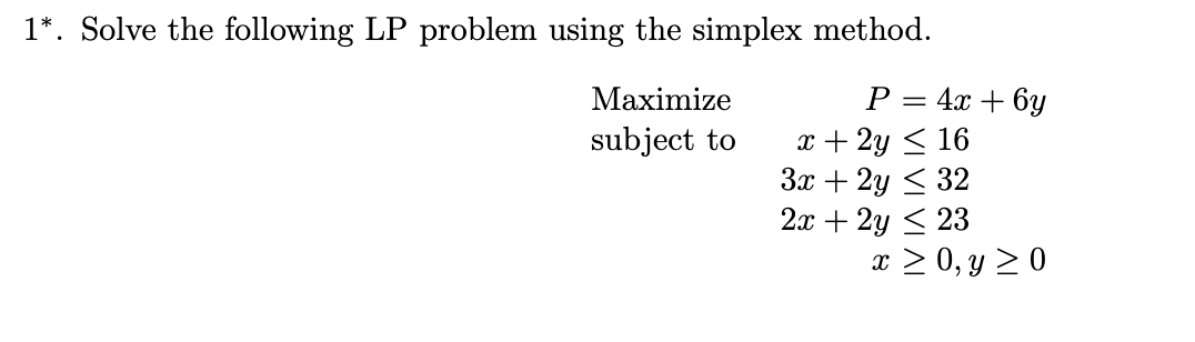 1 Solve The Following Lp Problem Using The Simplex