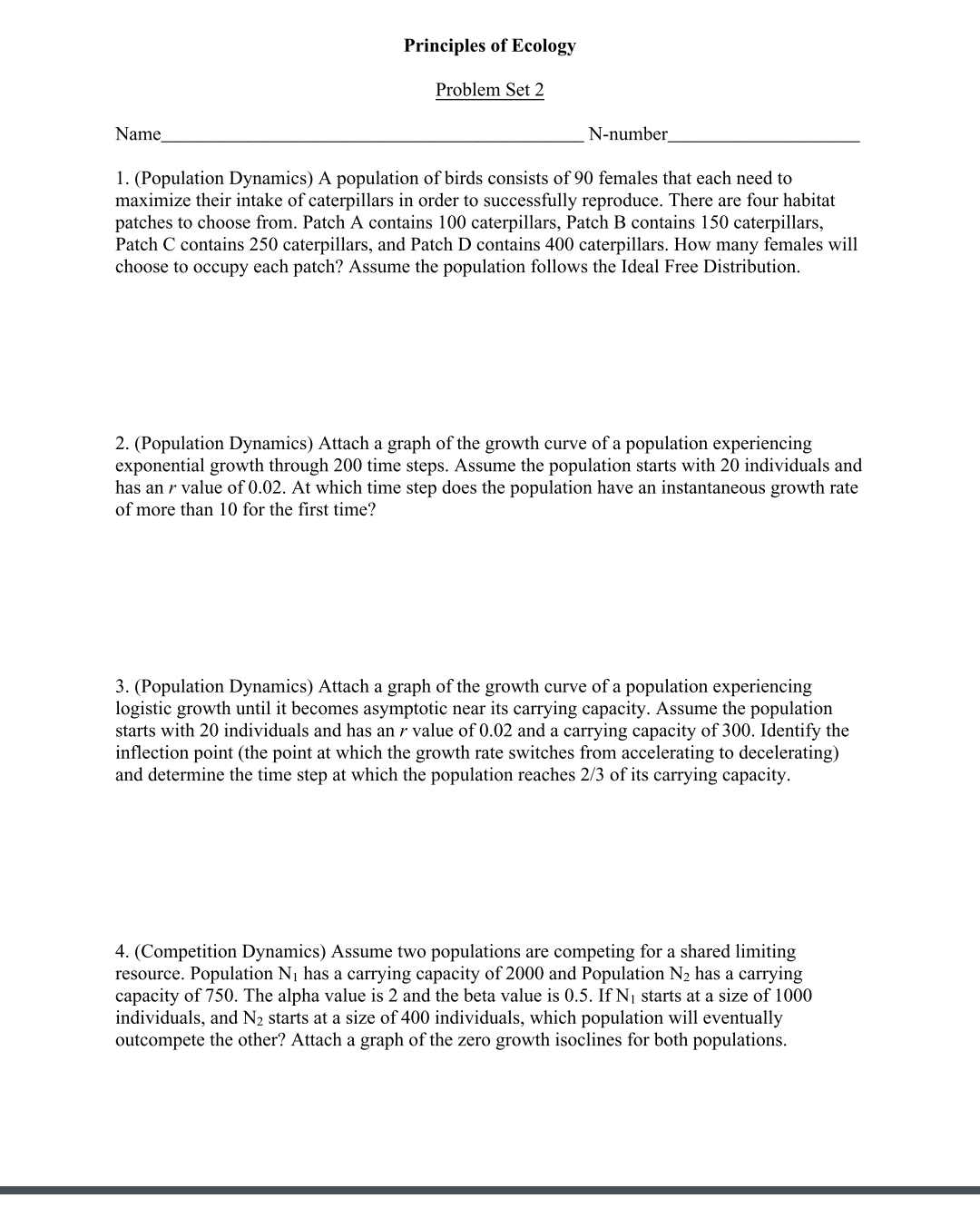 Solved 1. (Population Dynamics) A population of birds | Chegg.com