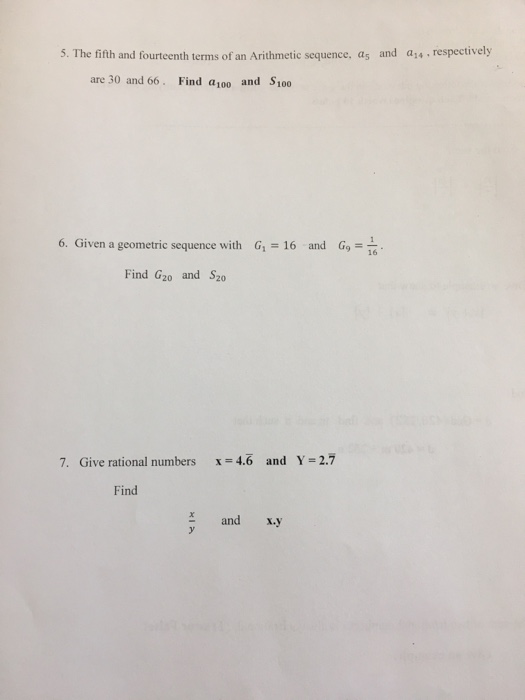 Solved 5. The fifth and fourteenth terms of an Arithmetic | Chegg.com