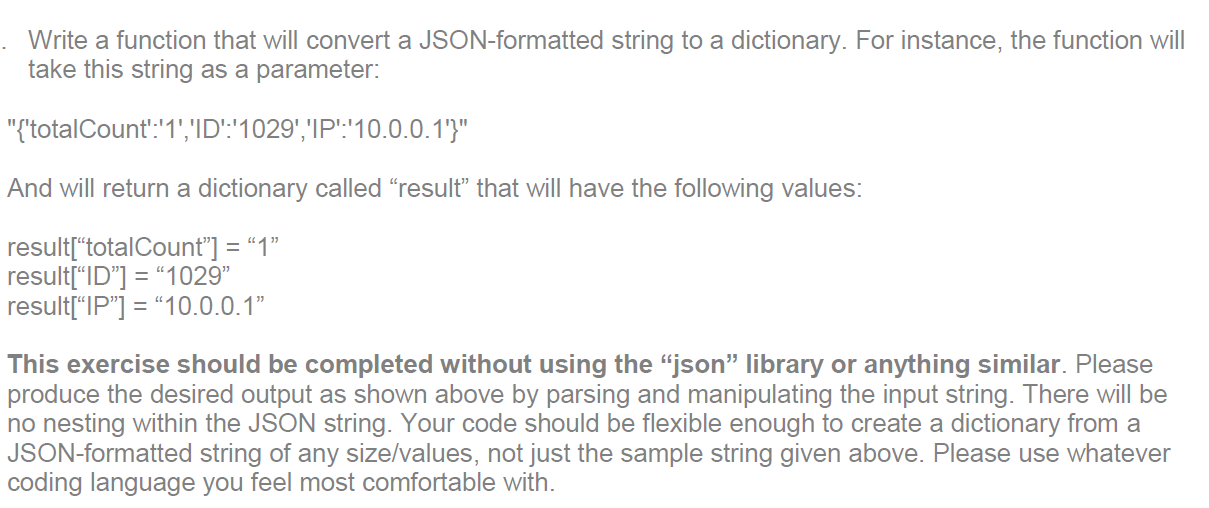 Solved Write a function that will convert a JSON-formatted | Chegg.com