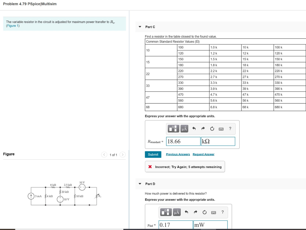 Solved Problem 4.79 PSpice Multisim The variable resistor in