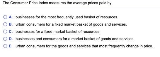 Solved The Consumer Price Index Measures The Average Prices | Chegg.com