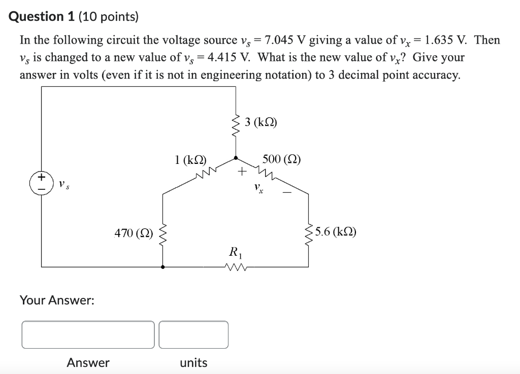 Solved In The Following Circuit The Voltage Source Vs Chegg Com