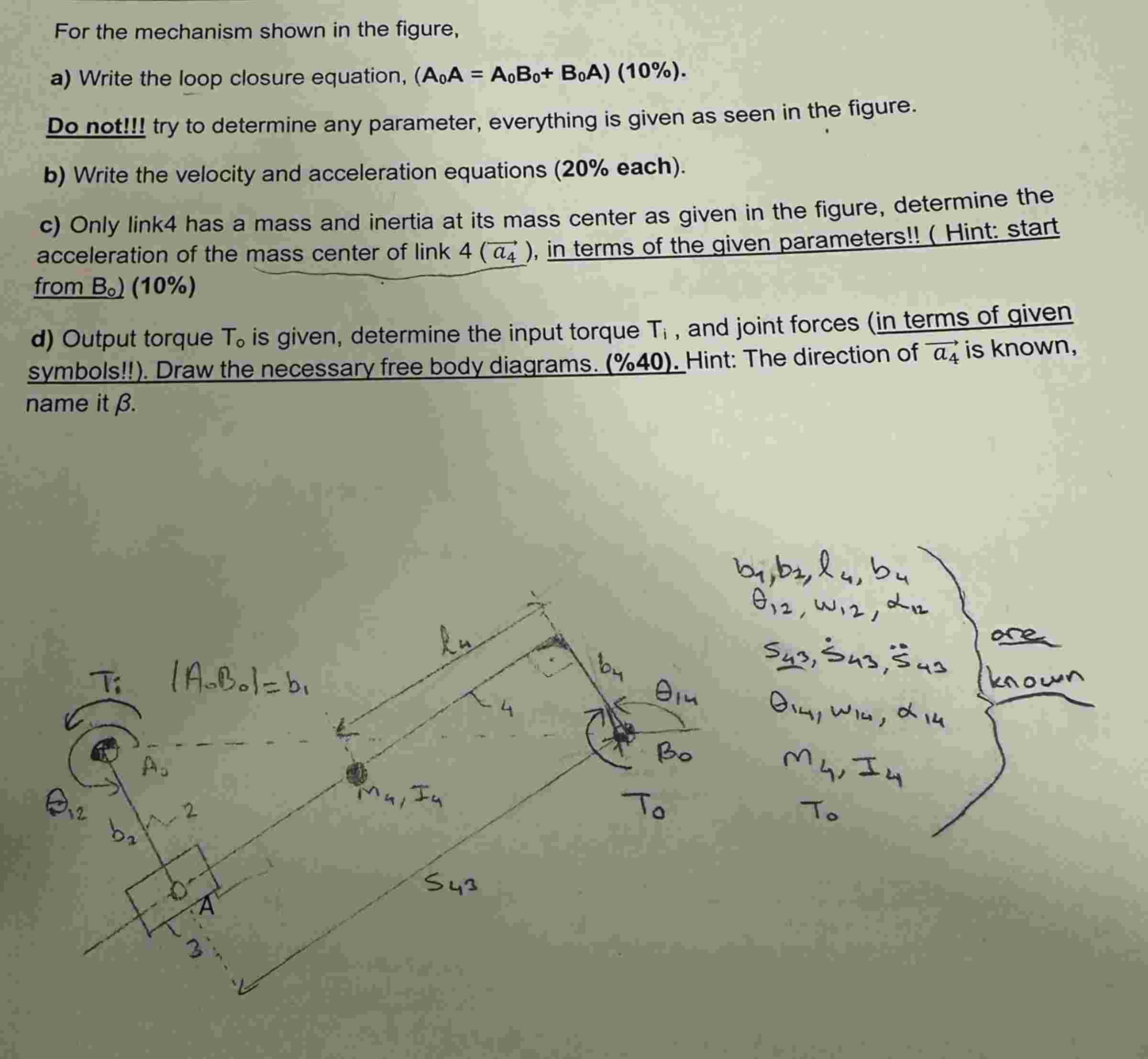 Solved For the mechanism shown in ﻿the figure,a | Chegg.com