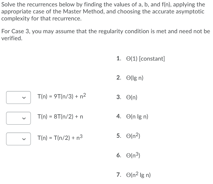 Solved Solve the recurrences below by finding the values of | Chegg.com