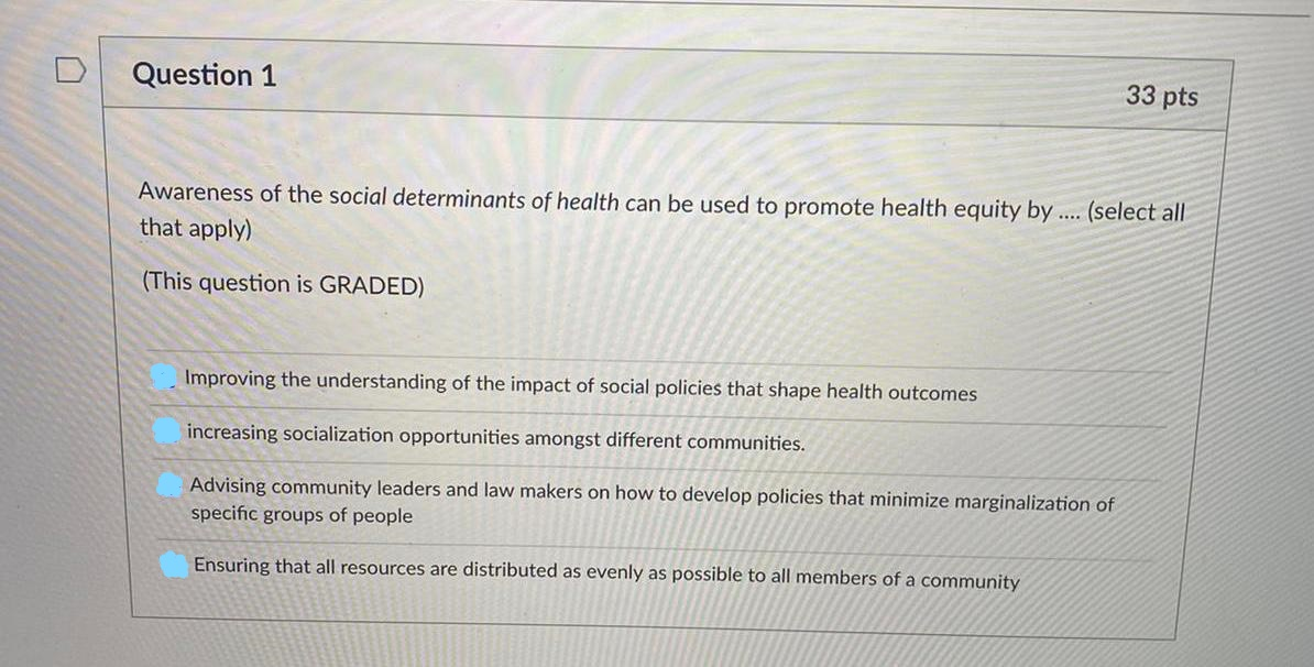 Solved Question 1 33 pts Awareness of the social | Chegg.com