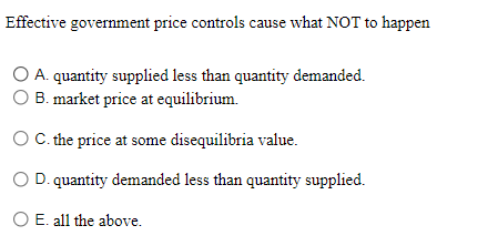 Solved Effective government price controls cause what NOT to | Chegg.com