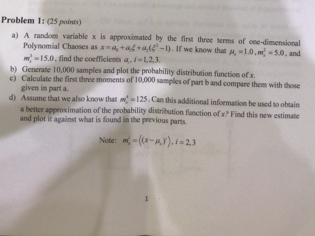 Problem 1: (25 points) a) A random variable x is | Chegg.com