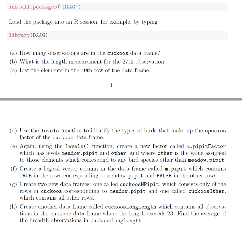 Solved a How many observations are in the cuckoos data Chegg