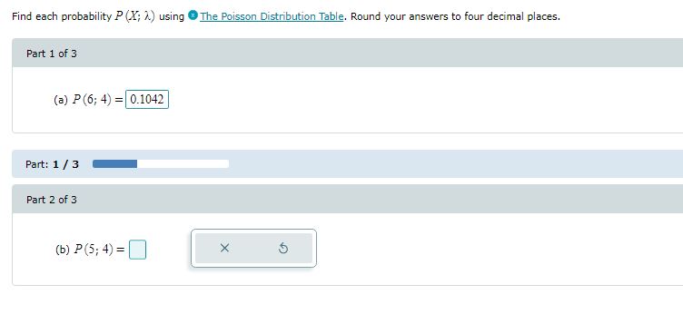 Solved Find each probability P(X;λ) using P The Poisson | Chegg.com