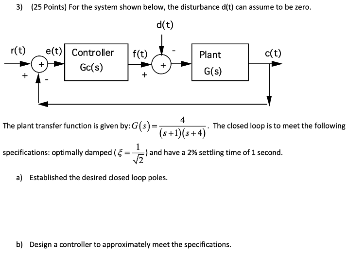 Solved 3) (25 Points) For The System Shown Below, The | Chegg.com