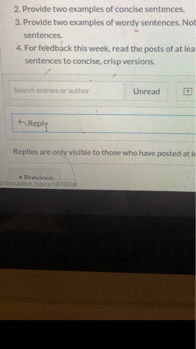 2. Provide two examples of concise sentences. 3. | Chegg.com