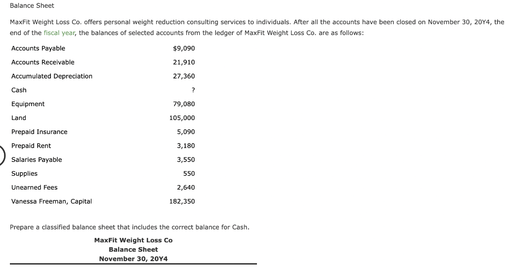 Solved Balance Sheet MaxFit Weight Loss Co. offers personal