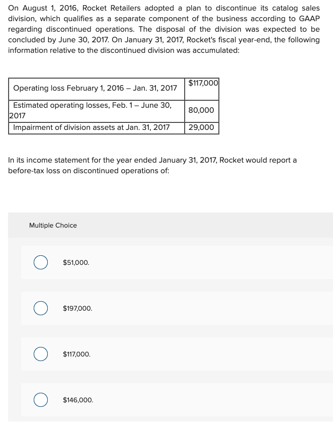 Solved On August 1, 2016, Rocket Retailers Adopted A Plan To 