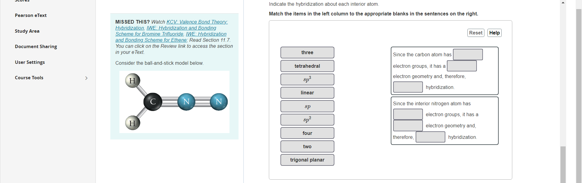 Solved Indicate the hybridization about each interior atom