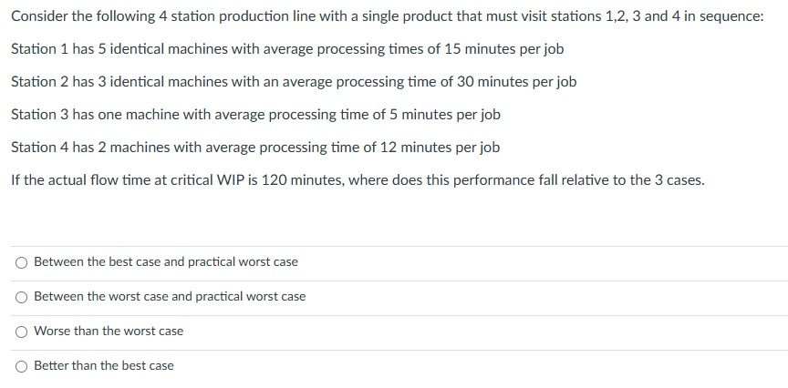Solved Consider the following 4 station production line with | Chegg.com