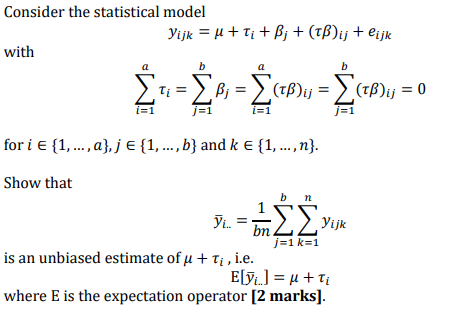 Solved Consider The Statistical Model Vijk M Ti B Chegg Com