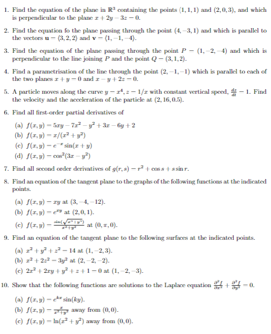 Solved 1. Find the equation of the plane in R3 containing | Chegg.com