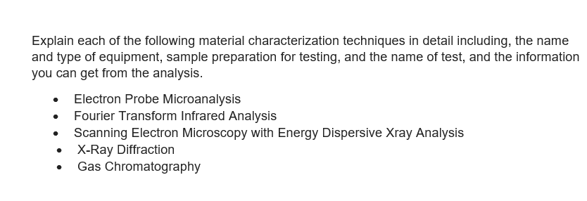 Solved Explain Each Of The Following Material | Chegg.com