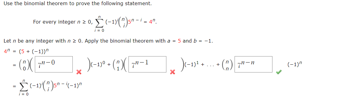 Solved Use the binomial theorem to prove the following | Chegg.com