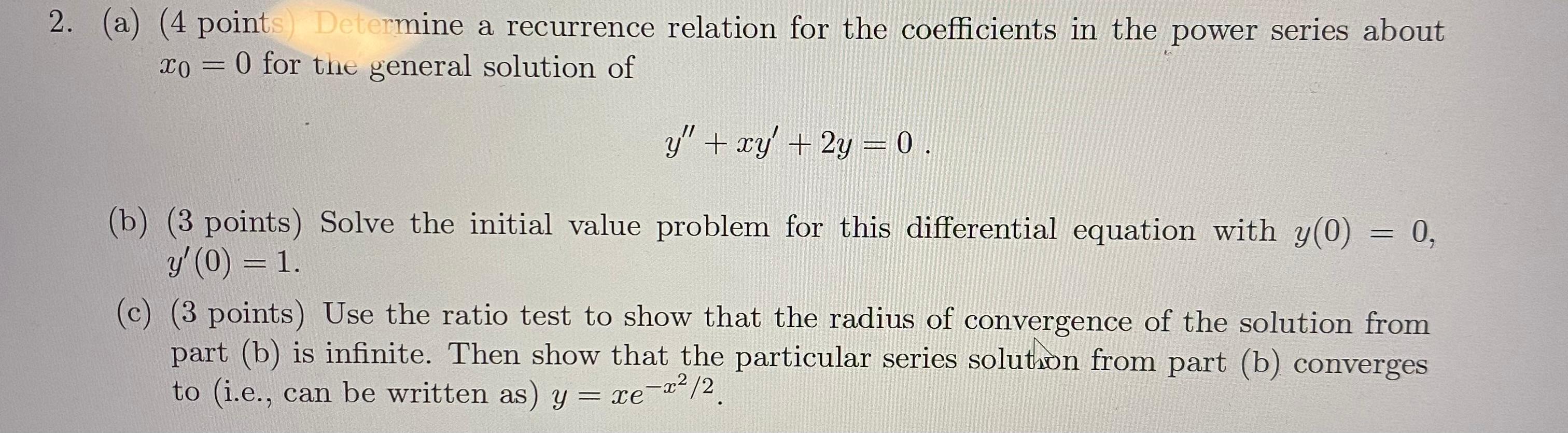 Solved (a) (4 points) Determine a recurrence relation for | Chegg.com