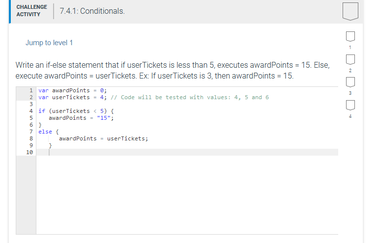 Solved CHALLENGE ACTIVITY 7.4.1: Conditionals. Jump to level | Chegg.com