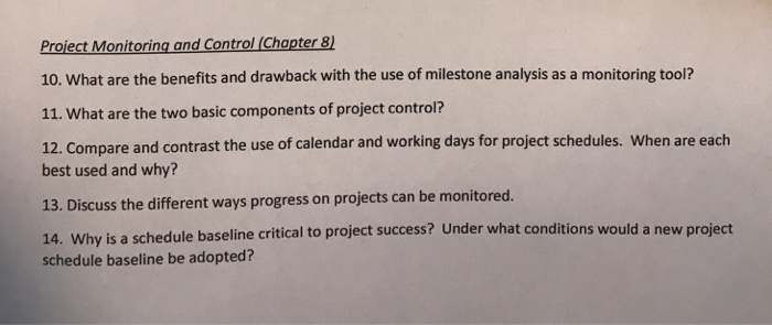 Solved Project Monitoring and Control (Chapter 8) 10. What | Chegg.com