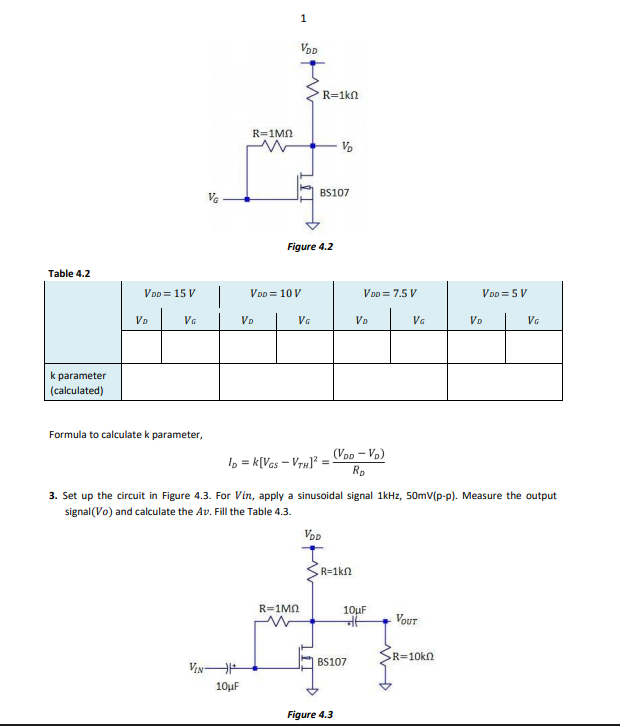 mosfet characteristics experiment theory