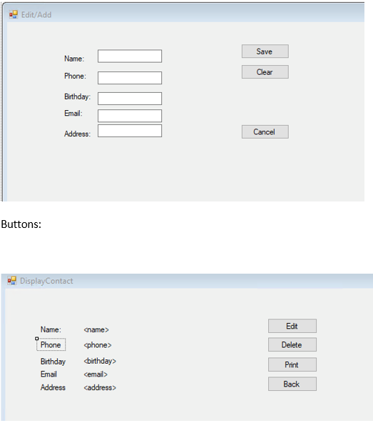 Visual Basics Code, address book assignment. create | Chegg.com