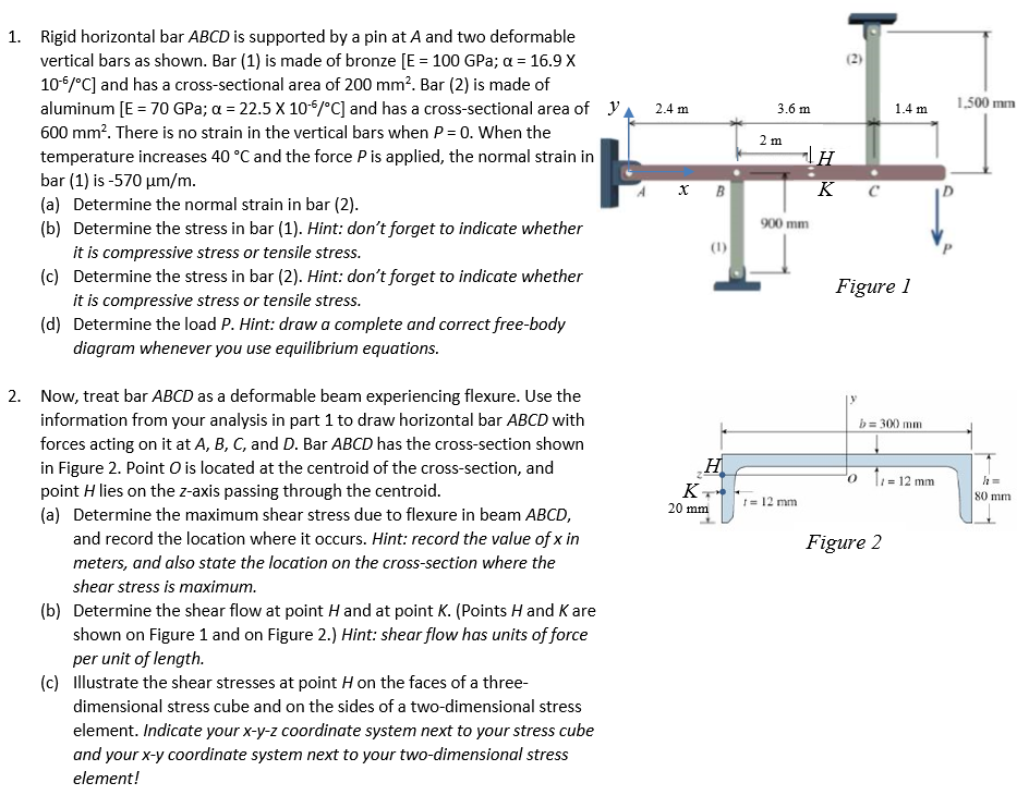 Now, treat bar ABCD as a deformable beam experiencing