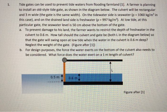 Solved Tide gates can be used to prevent tide waters from | Chegg.com